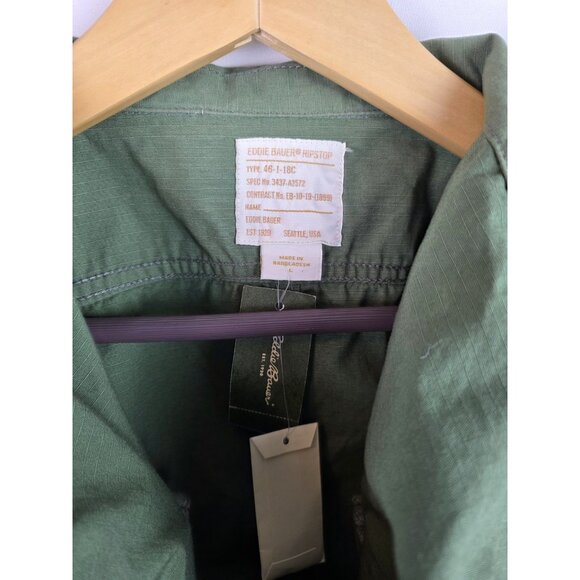Eddie Bauer Ripstop Women's Jacket Size Large Green Cropped Military Coat - Picture 6 of 16